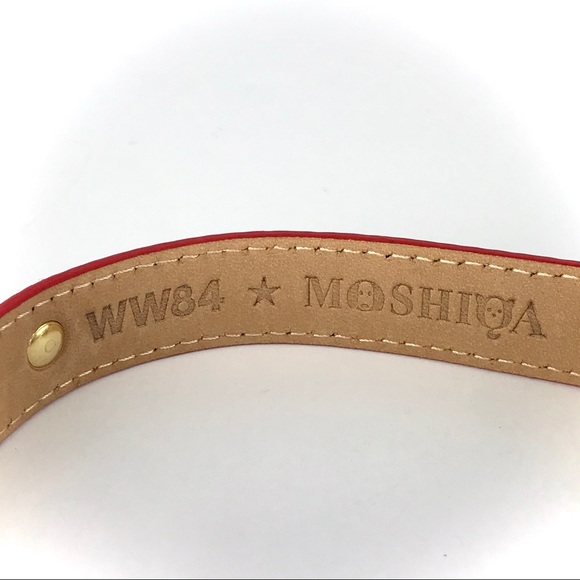 MOSHIQA Gold Leather Dog Collar Wonder Woman WW84 Size M Luxury Metallic Fancy - Picture 11 of 16